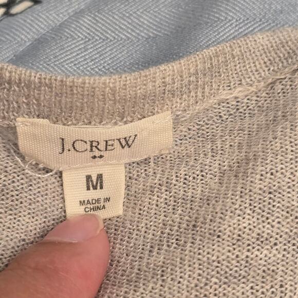 J.Crew Oatmeal Knit Vest M OpenFront Tiered Ruffle Pima Cotton Wool Blend Duster - Picture 5 of 9